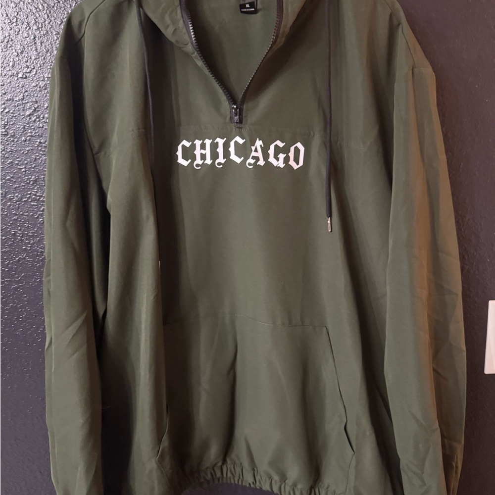 Olive Green 'Chicago' Pullover Windbreaker